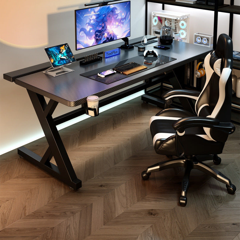Large Wood-Finish Gaming Desk