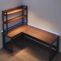 Wood-Finish L-Shaped Gaming Desk with Storage