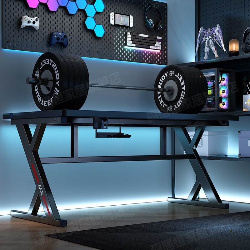 Large Wood-Finish Gaming Desk
