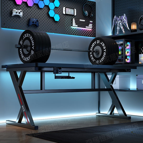 Large Wood-Finish Gaming Desk