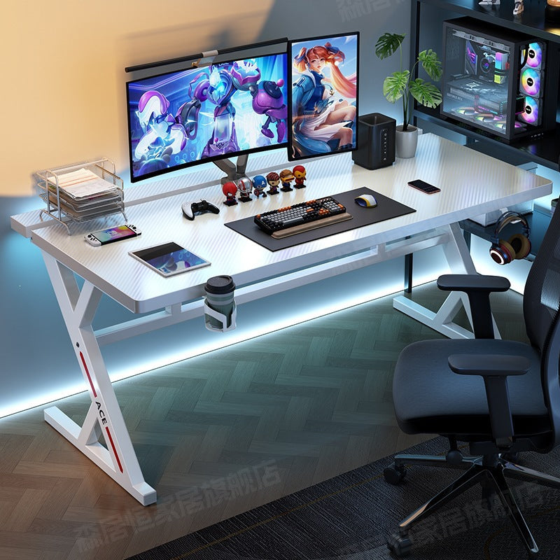 Large Wood-Finish Gaming Desk