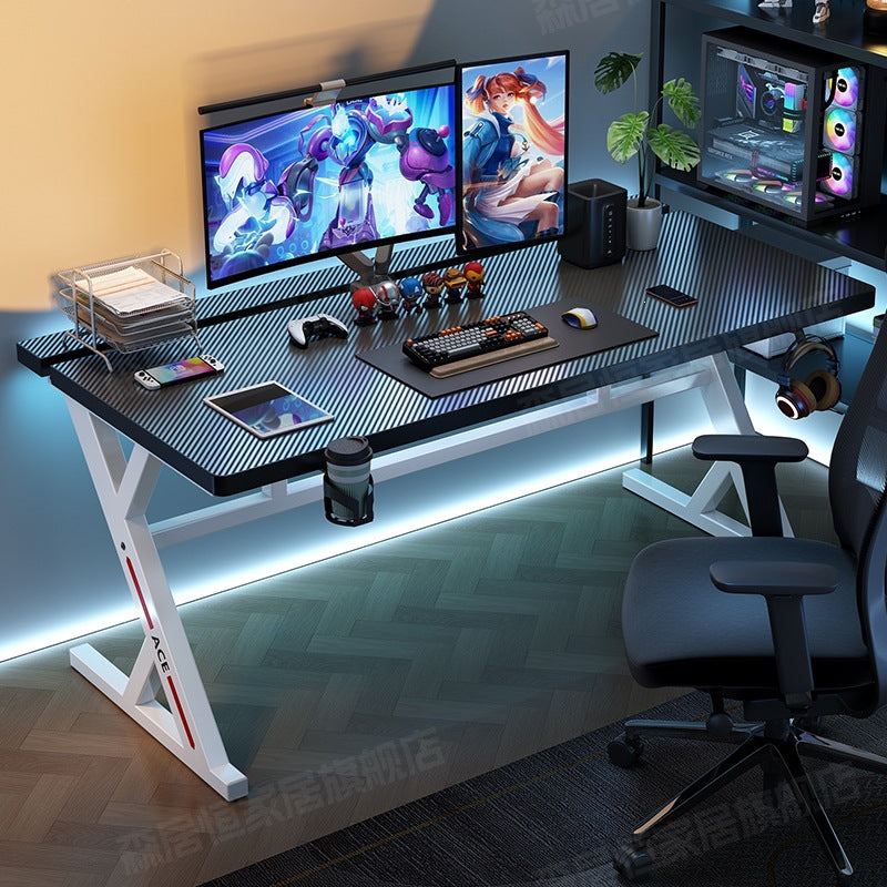 Large Wood-Finish Gaming Desk