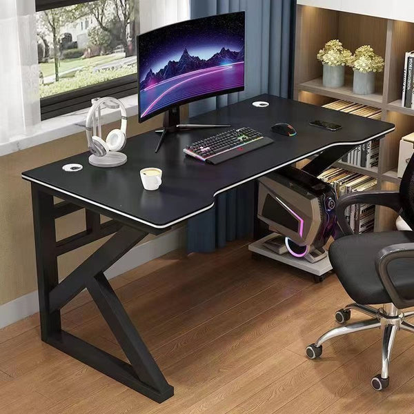 Curved Wood-Finish Gaming Desk